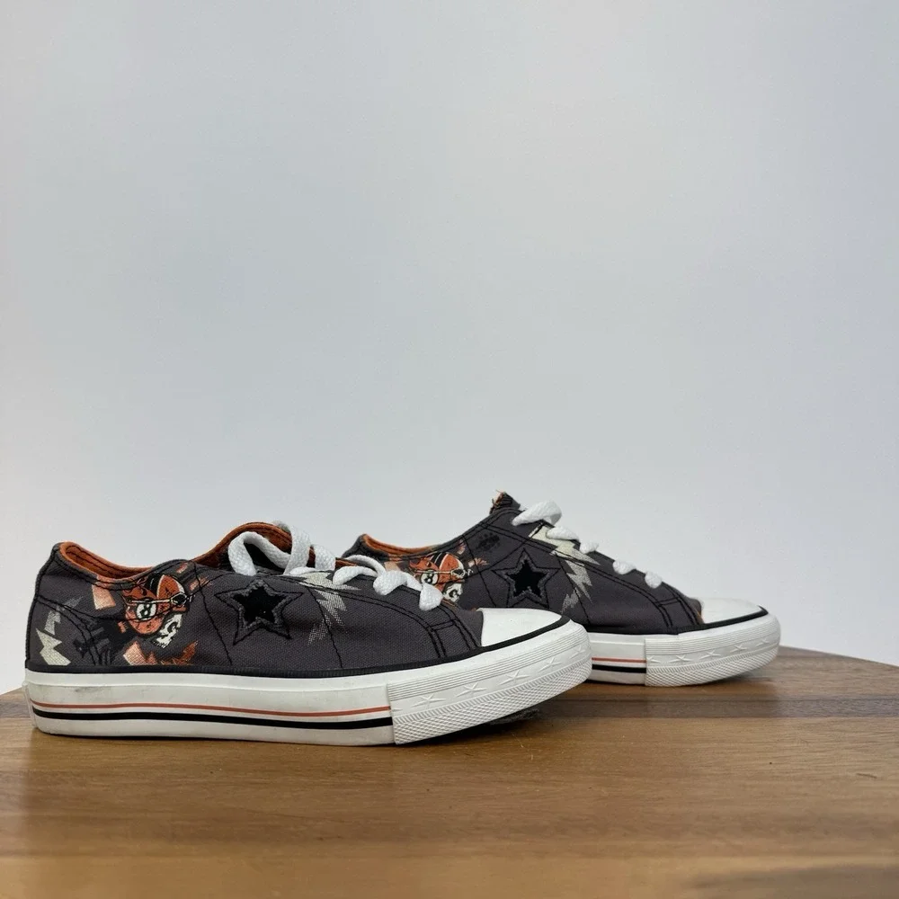 Big‎ Kids Boys Converse Skull Race Graphic Gray Low Casual Sneakers Shoes Size 1